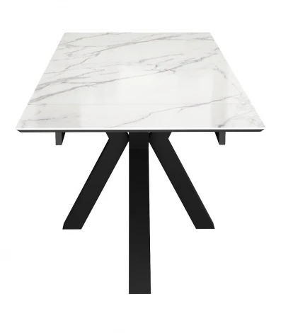 Стол DikLine SFE160 Керамика Tianshan White (белый полуглянец)/подстолье черное/опоры черные (2 уп.) арт.00-00074488