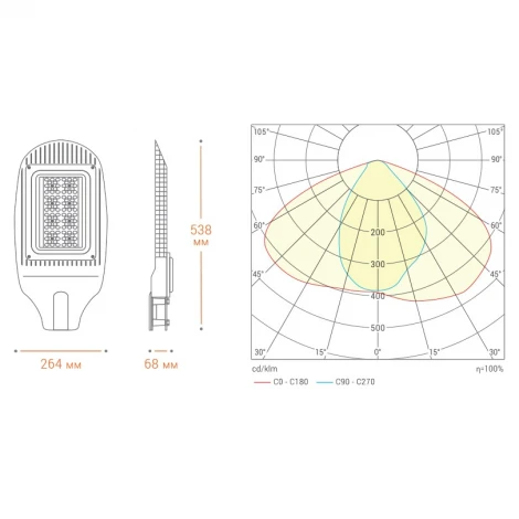 Уличный консольный светильник STL_100W01 100Вт 4000К IP65 Wolta STL_100W01
