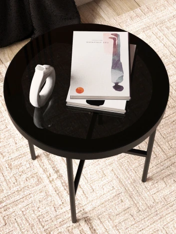 Стол журнальный МеталлАрт М011 МАЛЫЙ стемалит черный/черный Mebelik 009488