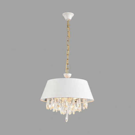 Люстра подвесная Lumion Mitrim 8374/3 латунь/белый/прозрачный, металл/текстиль/хрусталь E27 3*60W 220V