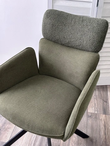 Стул M-City TRIS 360 град. поворот с возвратом, Davis Nowo 37 зеленый, букле/ Point38 зелен / Черн