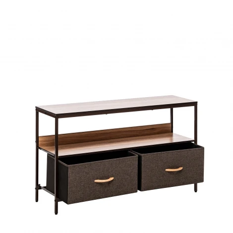 Комод Leset Локи 2 ящ., Коричневый (Сталь,Искусственный лен/Коричневый) арт.2500000183508