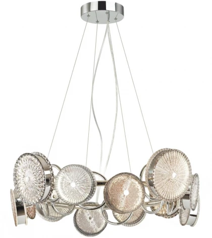 Подвесная люстра Odeon Light Caramella 5416/95L хром/разноцветный/металл/стекло LED 95W 4000K 6400lm (220V, на тросе, круглые)