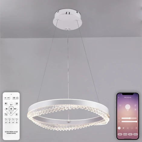 Подвесной светильник светодиодный Natali Kovaltseva Sad Queen INNOVATION STYLE 83126 PETEROLJA с пультом ДУ, моб. приложением 120W, белый, LED (регулировка яркости, 220V, на тросе, круглые, кольцо)
