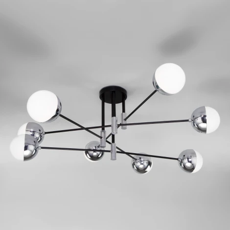 Умная потолочная люстра на штанге Eurosvet Nuvola 70129/8 хром (220V, шарики)