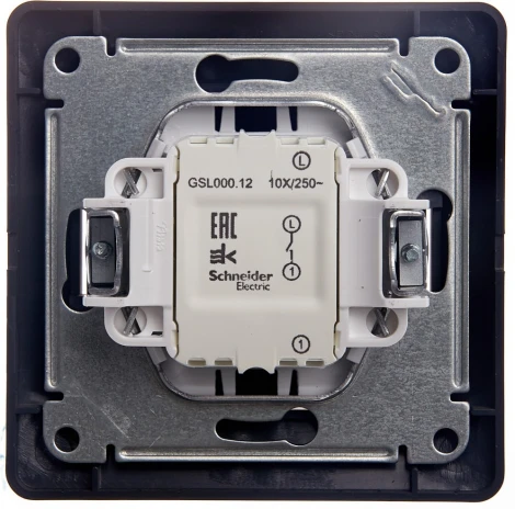Выключатель встраиваемый одноклавишный (графит) Systeme Electric Glossa GSL001312