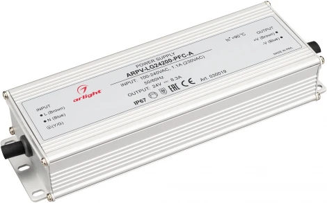 Блок питания ARPV-LG24200-PFC-A (24V, 8.3A, 200W) (IP67 Металл) 030019 Arlight ARPV