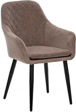 Стул с подлокотниками Слим, каркас Черный, велюр Латте Leset