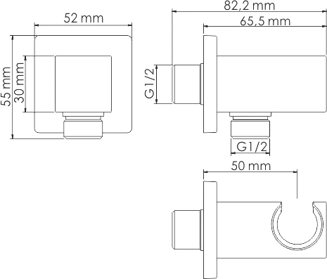 Шланговое подключение Wasserkraft Wiese A186 с держателем для душа