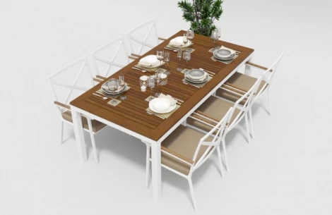 Обеденная группа Gardenini Bella (Алюминий,Ткань/Белый,Бежевый) DBLL.020220.C3