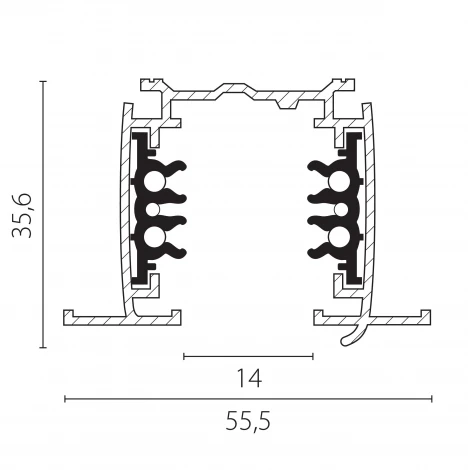 Шинопровод трехфазный четырехконтактный Lightstar Quattro 503038-R 3 метра 220V встраиваемый со стыковочными пазами (круглые медные жилы)