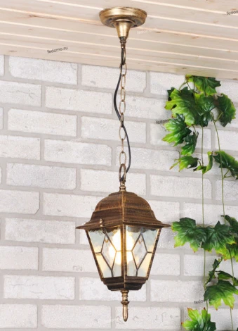 Уличный светильник подвесной Elektrostandard Vega черное золото H