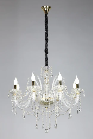 Подвесная люстра Omnilux Bonaita OML-70103-08 (220V, хрусталь, подвески, на цепи, подсвечник, свеча)