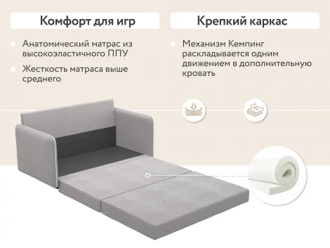 Диван тканевый прямой серый D1 Слим AAA41390002