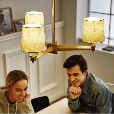 Потолочная люстра на штанге Jorgenson D70 Beige/Dark Wood By ImperiumLoft Stavra01 (220V)