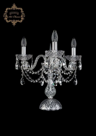 Интерьерная настольная лампа Art Classic 12.12 12.12.3.141-37.Cr.Sp (220V, хрусталь, подвески, подсвечник, свеча)