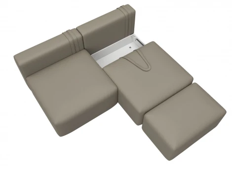 Диван прямой модульный с пуфом Лига-060 НПБ (ЛДСП,Брус,Фанера/Пластик/Экокожа/Бежевый) Лига Диванов 130052