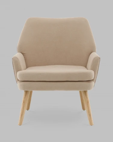 Кресло Харви бежевый с коричневой экокожей деревянные ножки Stool Group арт.УТ000040120