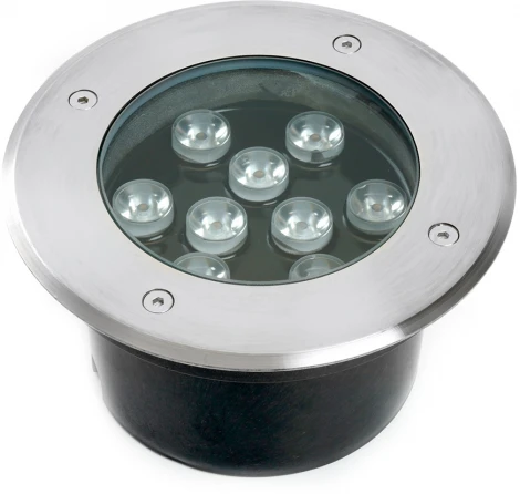 Встиваемый светодиодный свтельник (грунтовый) Feron SP2803 48469 10W, AC12V, низковольтный, 3000К, металлик, 160*H90mm, вн.диаметр: 110mm, IP67 (круглые)