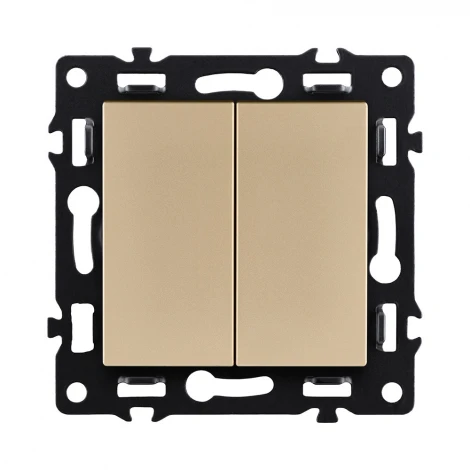 Выключатель кнопочный 2-клавишный 10А/250В золотой Kollinger Asthetik AS-025GD