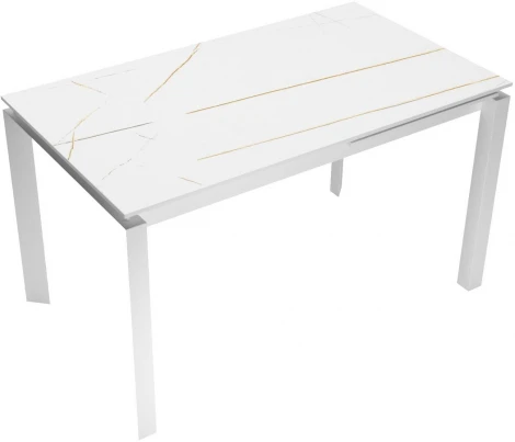 Стол DikLine KT120 мрамор белый Лотус,опоры белые