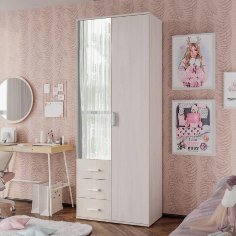 Шкаф БТС 2-х дверный Белла, ясень белый