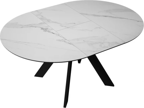 Стол DikLine SKC90 d900 Керамика Белый мрамор/подстолье черное/опоры черные арт.00-00073780