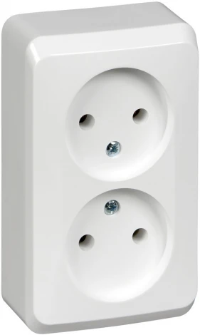Розетка накладная двойная без заземления (белый) Systeme Electric Этюд PA16-005B