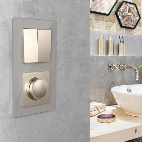 Выключатель двухклавишный проходной (шампань рифленый) Werkel W1122010 (a051420)