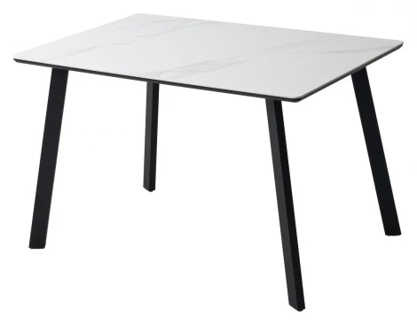 Стол ТИК ТАК 120 цвет Белый мрамор MATTE, керамика / Черный каркас M-City 64651