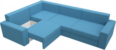 Диван угловой Майами Long левый угол (Голубой/Рогожка) Лига Диванов арт.123488L