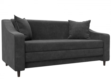 Диван прямой Лига-071 (ЛДСП,Брус,Фанера/Дерево/Велюр/Темно-серый) Лига Диванов 129779