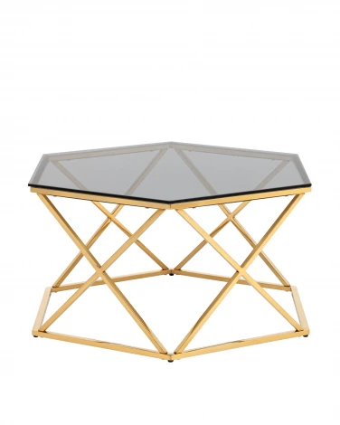 Журнальный столик Stool Group Круз 93*80 стекло smoke сталь золото УТ000036338