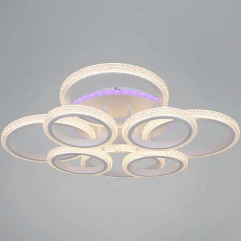 Потолочная люстра на штанге светодиодная с пультом и ночным режимом и RGB Reluce 06333-0.3-4+4A WH (RGB, Умный дом)