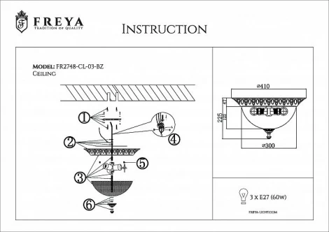 Потолочный светильник Freya Victoria FR2748-CL-03-BZ