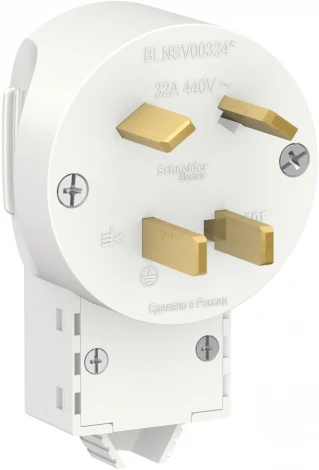 Вилка с заземлением для электроплиты 32А 440В (белый) Systeme Electric Blanca BLNSV003241