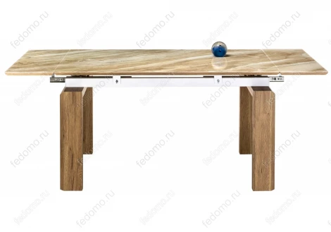 Стеклянный стол Woodville Давос бежевый мрамор / дуб монтана 462083