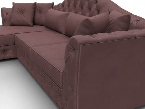 Диван угловой Артис левый угол (Брус,Рейка,Замша/Бордовый) Лига Диванов 128039L
