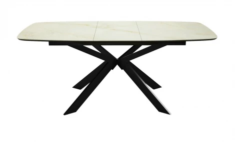 Стол DikLine BK140 Керамика глянец Ostra Bianco (мрамор глянец белый)/подстолье черное/опоры черные 00-00080686