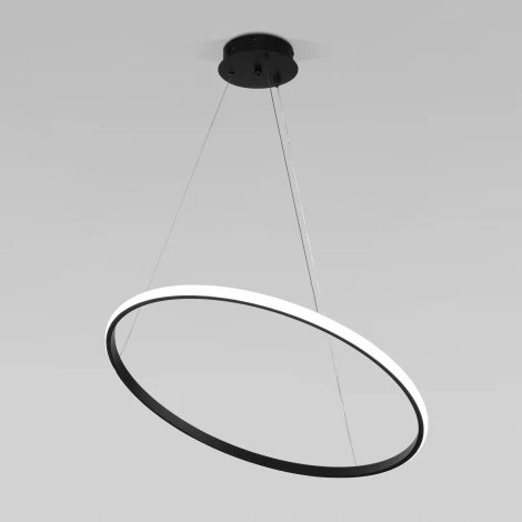 Умный подвесной светильник Eurosvet Collars 90264/1 черный (регулировка яркости, LED, 220V, пульт управления, на тросе, кольцо)