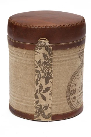 Пуф Secret De Maison CHRONO ( mod. M-6409 ) коричневый (металл/кожа буйвола/ткань хлопок)