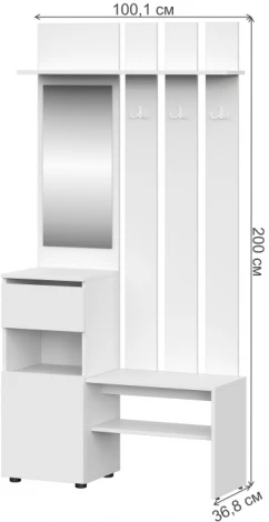 Готовая прихожая Woodville Валенсия белый текстурный 536229