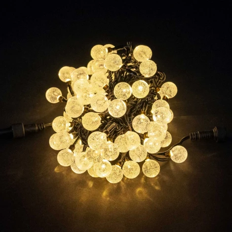 Гирлянда «Шарики» 10м Тепло-Белая 9В, Диаметр Шарика 23мм, 100 LED, Провод Черный ПВХ, IP54 Laitcom Нити (на ёлку) PCS-100B-WW