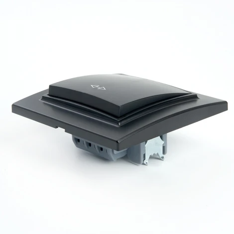 Переключатель одноклавишный перекрестный (черный) Stekker Эрна 39927