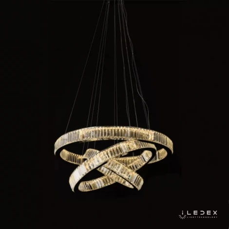 Подвесной светильник iLedex Woodstock 10920P/3-70W-3000K (8/6/4) GL-CL (220V, хрусталь, на тросе)