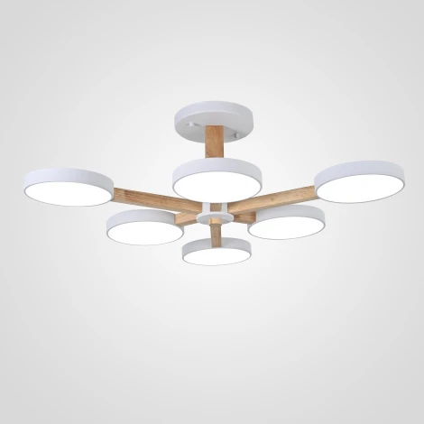 Потолочная люстра Wi-Fi на штанге Turna L6 White By ImperiumLoft Turna-B01 (LED, 220V, голосовое управление, умный дом - Алиса)