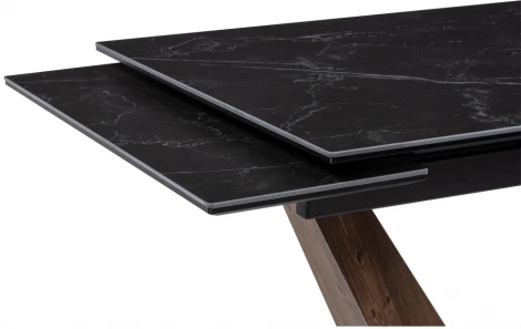 Керамический стол Woodville Кели 140(200)х80х76 черный мрамор / орех кантри / черный 532394