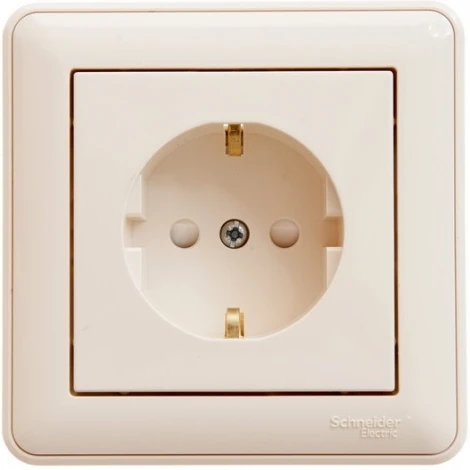 Розетка встраиваемая с заземлением и шторками (слоновая кость) Systeme Electric W59 RS16-152-28