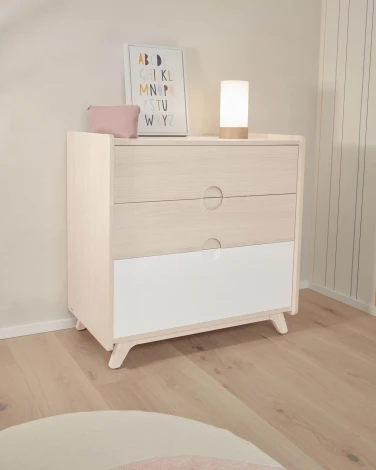 Комод La Forma (ex Julia Grup) Nunila (Белый/ Дерево,Ясень,МДФ)