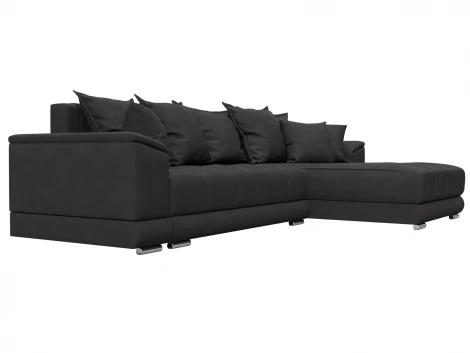 Диван угловой НордСтар правый угол (ДСП,Брус/Пластик/Замша/Коричневый) Лига Диванов 128211